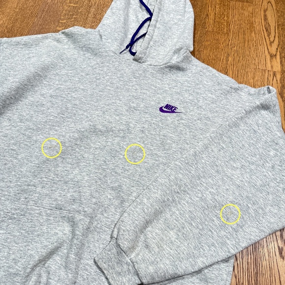 Vintage 90s Nike Made in Canada Gray Purple Fleece Hoodie Mens Large - Picture 4 of 9